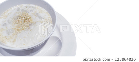 Thai gnocchi in coconut milk or Krong krang in bowl isolated on white background with clipping path 123864820