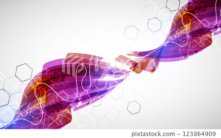 Abstract wave of rectangles with plexus elements. Hand drawn vector. Abstract wave of rectangles with plexus elements. Hand drawn vector. 123864909