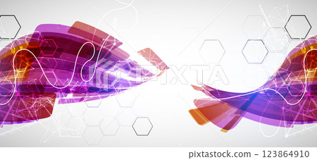 Abstract wave of rectangles with plexus elements. Hand drawn vector. Abstract wave of rectangles with plexus elements. Hand drawn vector. 123864910