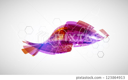 Abstract wave of rectangles with plexus elements. Hand drawn vector. Abstract wave of rectangles with plexus elements. Hand drawn vector. 123864913
