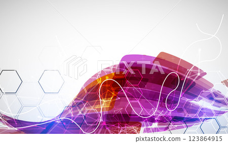 Abstract wave of rectangles with plexus elements. Hand drawn vector. 123864915