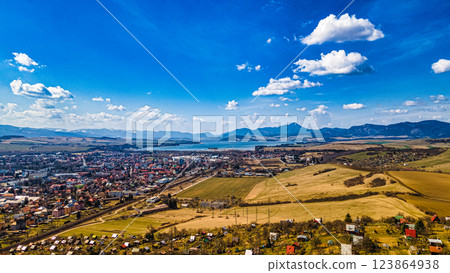 Liptov region Slovakia in the backround with Liptovska mara lake and tatras mountains around. Liptovsky Mikulas city in Slovakia. Liptov region Slovakia in the backround with Liptovska mara lake and tatras mountains around. Liptovsky Mikulas city in Slovakia. 123864938