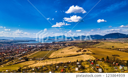 Liptov region Slovakia in the backround with Liptovska mara lake and tatras mountains around. Liptovsky Mikulas city in Slovakia. Liptov region Slovakia in the backround with Liptovska mara lake and tatras mountains around. Liptovsky Mikulas city in Slovakia. 123864939