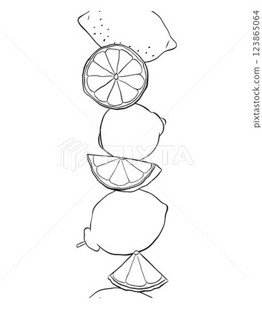 Lemons cut, slices and whole seamless vertical border. Black and white Citrus lemons line graphic ink vector art. art for food design, recipe, cook book, packages, menu, food ads and decor Lemons cut, slices and whole seamless vertical border. Black and white Citrus lemons line graphic ink vector art. art for food design, recipe, cook book, packages, menu, food ads and decor 123865064