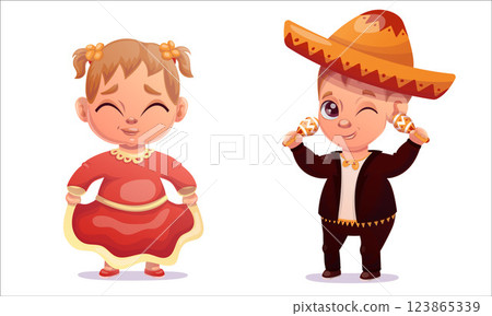 Cinco de mayo. Vector illustration children dancing on Cinco De Mayo holiday 123865339