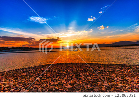 Liptov region Slovakia. Sunset over Liptov region in the backround with Liptovska mara lake and tatras mountains around. Liptovsky Mikulas city in Slovakia. Liptov region Slovakia. Sunset over Liptov region in the backround with Liptovska mara lake and tatras mountains around. Liptovsky Mikulas city in Slovakia. 123865351