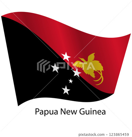 Flag of the country Papua New Guinea on a white background 123865459