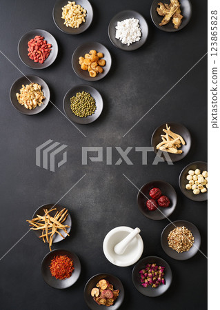 Various herbal medicine ingredients Various herbal medicine ingredients 123865828