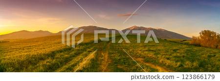 Liptov - region of Slovakia. Sunset over Liptov in the background with Liptovska Mara and the Western Tatras around. Slovakia Liptov - region of Slovakia. Sunset over Liptov in the background with Liptovska Mara and the Western Tatras around. Slovakia 123866179
