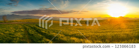Liptov - region of Slovakia. Sunset over Liptov in the background with Liptovska Mara and the Western Tatras around. Slovakia Liptov - region of Slovakia. Sunset over Liptov in the background with Liptovska Mara and the Western Tatras around. Slovakia 123866183