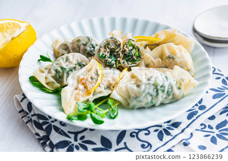 Fried dumplings with chrysanthemum Fried dumplings with chrysanthemum 123866239