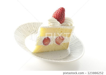 Strawberry shortcake photographed on a white background Strawberry shortcake photographed on a white background 123866252