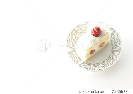 Strawberry shortcake photographed on a white background 123866273