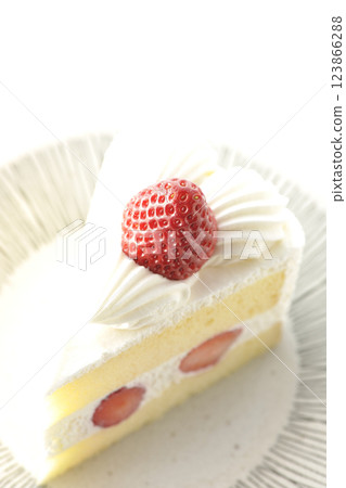 Strawberry shortcake photographed on a white background Strawberry shortcake photographed on a white background 123866288