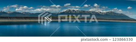 The most famous Slovak peak in the High Tatras - Krivan. A view of the Cierny Vah hydroelectric power plant. The most famous Slovak peak in the High Tatras - Krivan. A view of the Cierny Vah hydroelectric power plant. 123866330