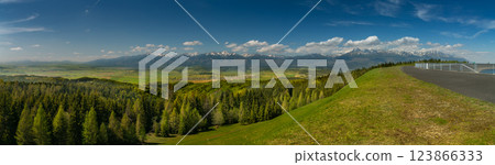 The most famous Slovak peak in the High Tatras - Krivan. A view of the Cierny Vah hydroelectric power plant. The most famous Slovak peak in the High Tatras - Krivan. A view of the Cierny Vah hydroelectric power plant. 123866333