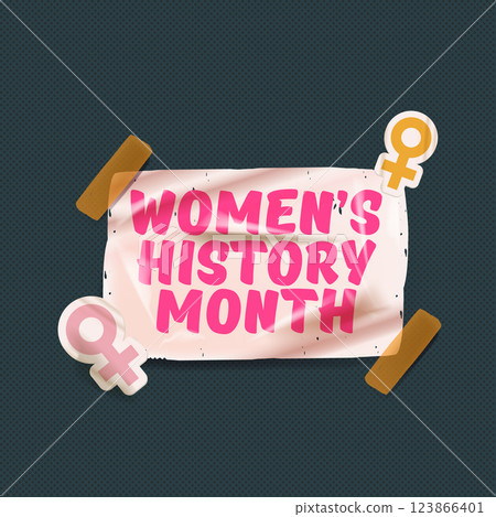 Women s History Month Decorative Paper with Female Symbols, Celebrate March with Modern Stickers and Inspiring Designs 123866401