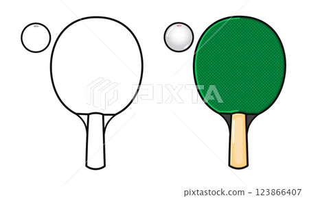Creative Ping Pong Paddle. Half-Colored Table Tennis Racket Concept Creative Ping Pong Paddle. Half-Colored Table Tennis Racket Concept 123866407