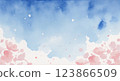 櫻花和藍天水彩畫 123866509