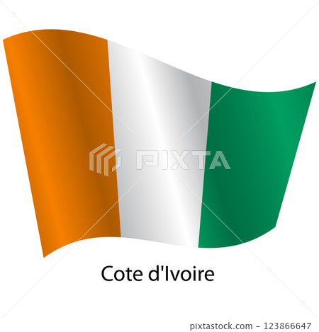 Flag of the country Republic of Cote d'Ivoire on a white background 123866647