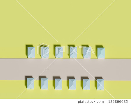 住宅區的鳥瞰圖。城市景觀。佈局樣式。 123866685