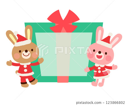 Cute rabbit Santa Claus Christmas message card Cute rabbit Santa Claus Christmas message card 123866802