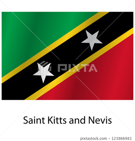 Flag of the country Saint Kitts and Nevis on a white background Flag of the country Saint Kitts and Nevis on a white background 123866981