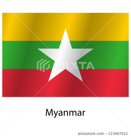 Flag of the country Myanmar on a white background 123867022