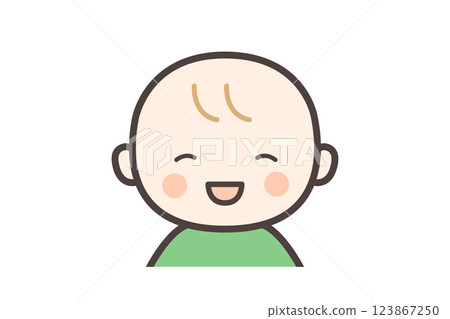 Illustration of a cute smiling baby's upper body 123867250