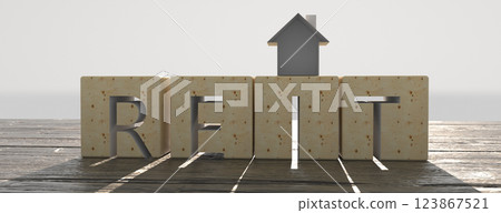 Concept image of Business Acronym REIT as Real Estate Investment Trust. 3d rendering 123867521