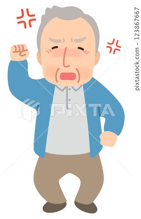 憤怒的老人，老年人，老年人，晚年老人 123867667