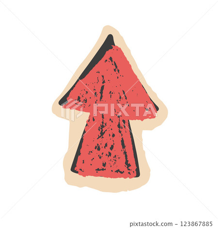 Arrow crayon drawing. Neo brutalist doodle style. Pointer for collage isolated on white background. Vector hand drawn illustration 123867885