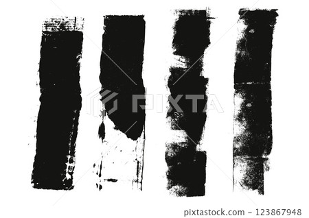 Straight thick grunge underlines. Linocut rolled brush stroke set. Handmade ink rectangle rough stamps. Vector black paint lines shapes. Dry marker or brayer smear textures. Distressed figures Straight thick grunge underlines. Linocut rolled brush stroke set. Handmade ink rectangle rough stamps. Vector black paint lines shapes. Dry marker or brayer smear textures. Distressed figures 123867948