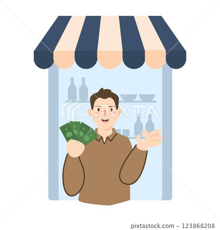 buying groceries on market illustration buying groceries on market illustration 123868208
