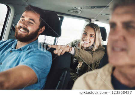 Car road trip, travel and happy family pointing to destination of holiday adventure, transportation journey or driving vacation site. Love, auto SUV van and driver with group of people on Canada tour Car road trip, travel and happy family pointing to destination of holiday adventure, transportation journey or driving vacation site. Love, auto SUV van and driver with group of people on Canada tour 123868427