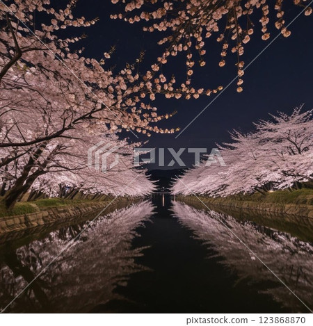 Cherry blossoms at night 123868870
