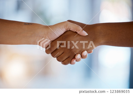 Diversity, handshake and business partnership in office in collaboration, deal or onboarding. Meeting, welcome and team shaking hands for support, agreement or congratulations in corporate workplace. Diversity, handshake and business partnership in office in collaboration, deal or onboarding. Meeting, welcome and team shaking hands for support, agreement or congratulations in corporate workplace. 123869035