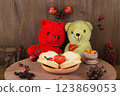 Two toy soft bears celebrate Valentine Day 123869053