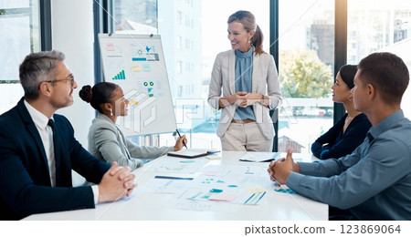 Coaching, workshop leader and business meeting presentation for teamwork, marketing strategy or data analysis of kpi. Motivation, training and creative vision with whiteboard and infographic paper Coaching, workshop leader and business meeting presentation for teamwork, marketing strategy or data analysis of kpi. Motivation, training and creative vision with whiteboard and infographic paper 123869064