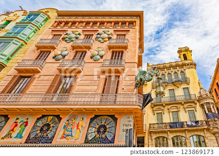 La Rambla is a major street in Barcelona. La Rambla is a major street in Barcelona. 123869173