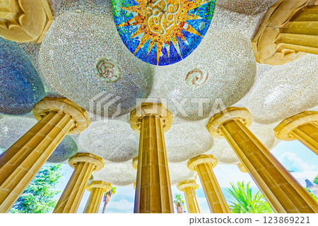 Barcelona. Gorgeous and amazing Park Guel . Barcelona. Gorgeous and amazing Park Guel . 123869221