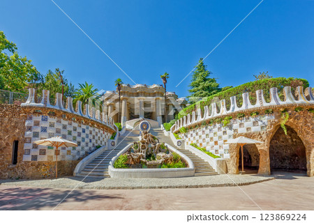 Barcelona. Gorgeous and amazing Park Guel . 123869224
