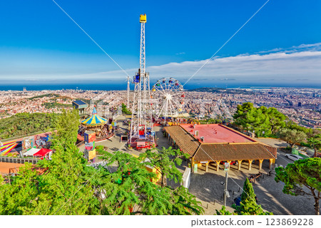 Area Mount Tibidabo, where the Sagrat Cor church is located. Barcelona. 123869228