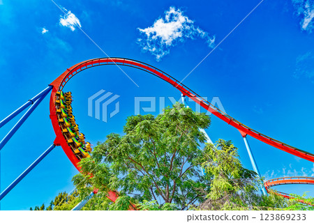 Roller Coaster in funny amusement park. 123869233