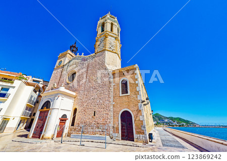 Iconic church of St. Bartholomew and St. Thecla. Sitges. Iconic church of St. Bartholomew and St. Thecla. Sitges. 123869242