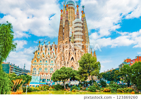 Sagrada Familia,beautiful and majestic outdoor view. Sagrada Familia,beautiful and majestic outdoor view. 123869260