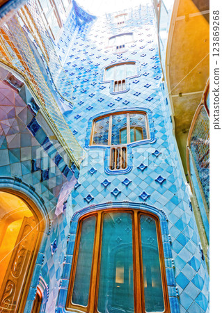 Interior and inner chambers Gaudi's creation- House Casa Batllo. 123869268