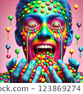 Surreal Candy Overload Vibrant Psychedelic Art 123869274