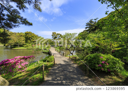神奈川縣橫濱市的風景名勝三溪園，綠意盎然 123869395