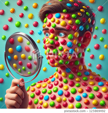 Surreal Candy Overload Vibrant Psychedelic Art 123869492